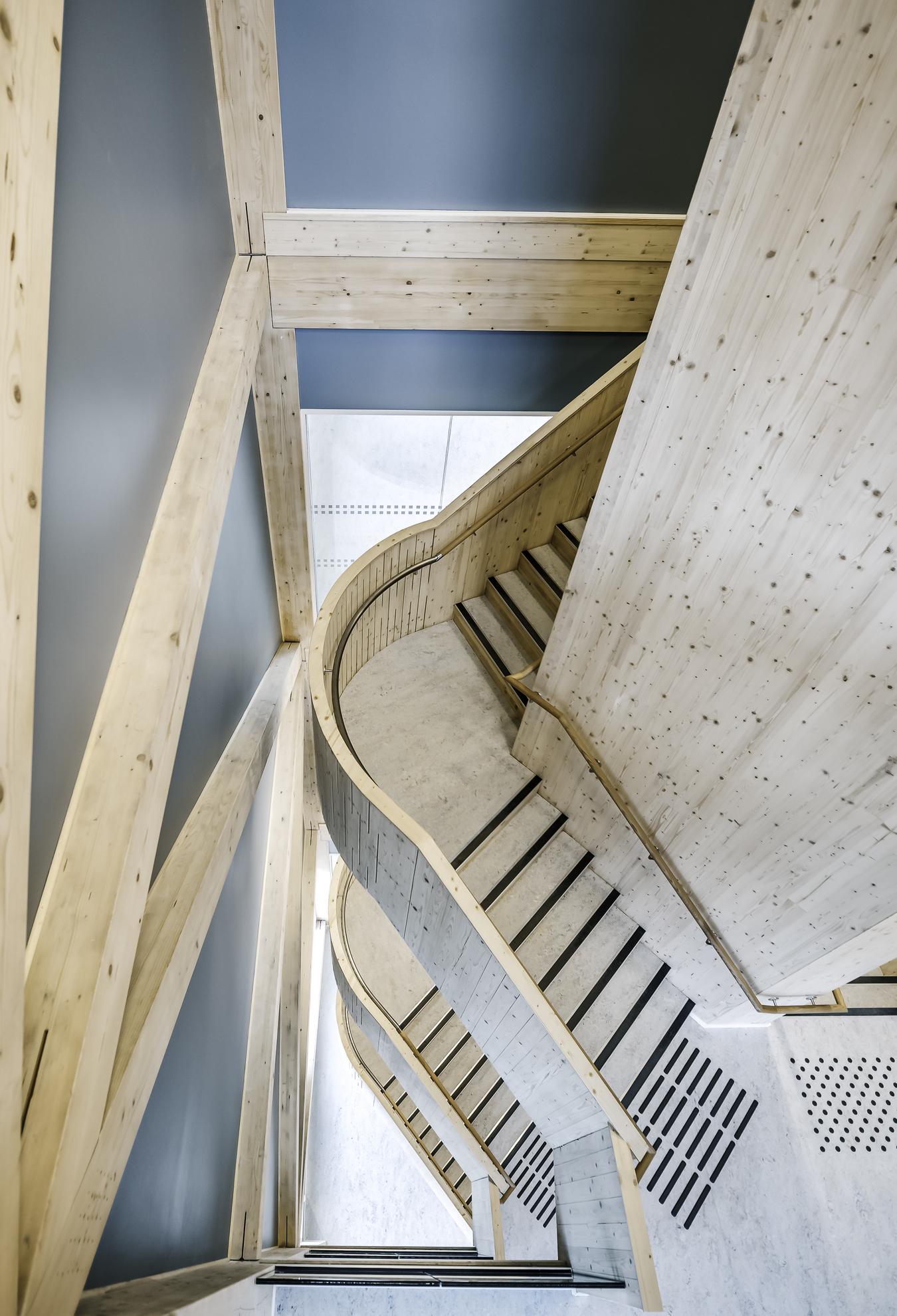 Open staircase in wood. Photo